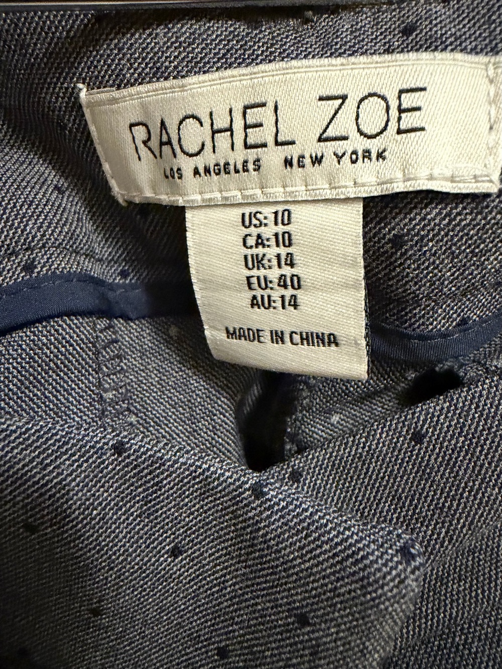 Rachel Zoe Slate Blue Micro Dot Straight Leg Dress Pants Size 10 - Picture 3 of 4